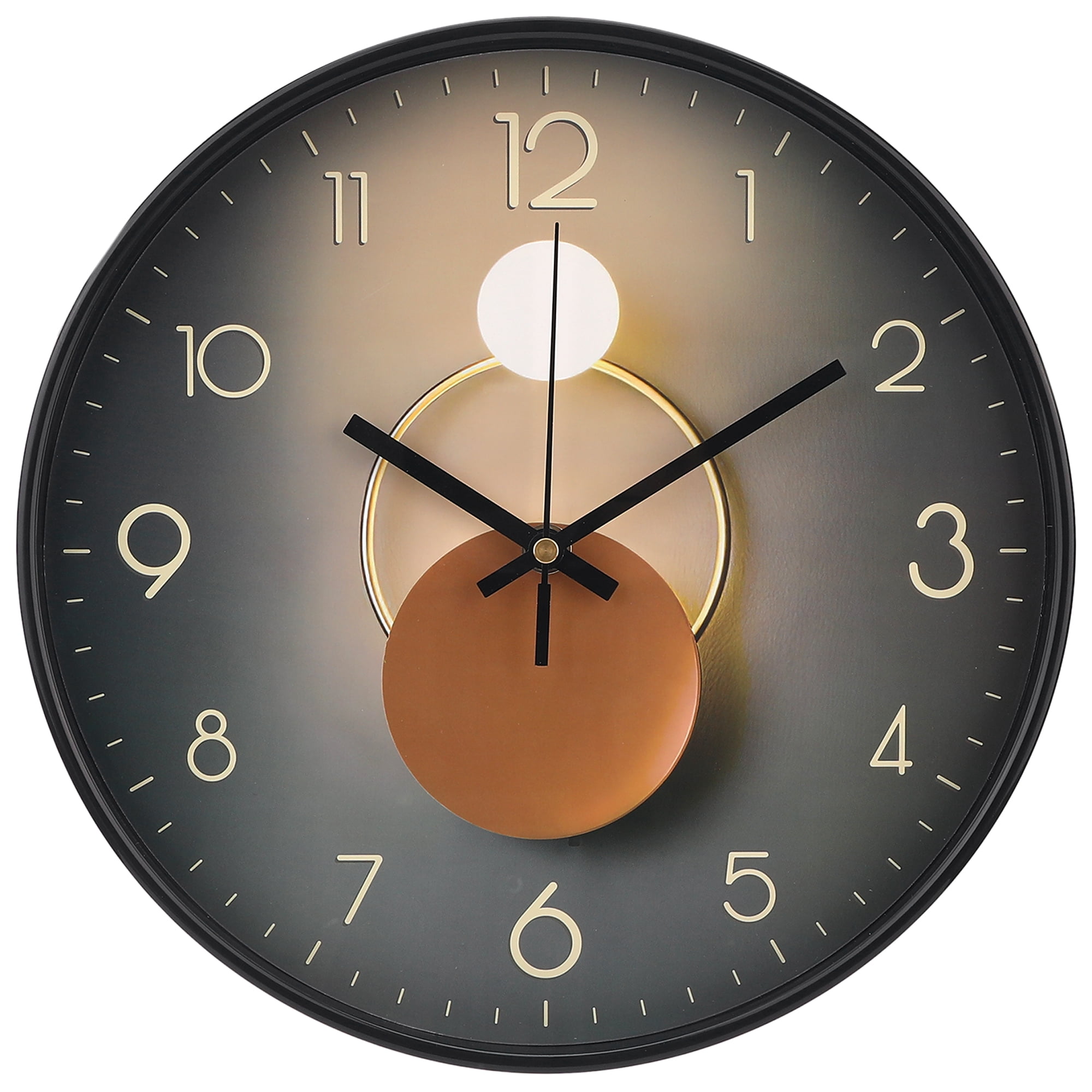 Unique Bargains Silent Non Ticking Battery Operated  Wall Clock Black Pattern 1