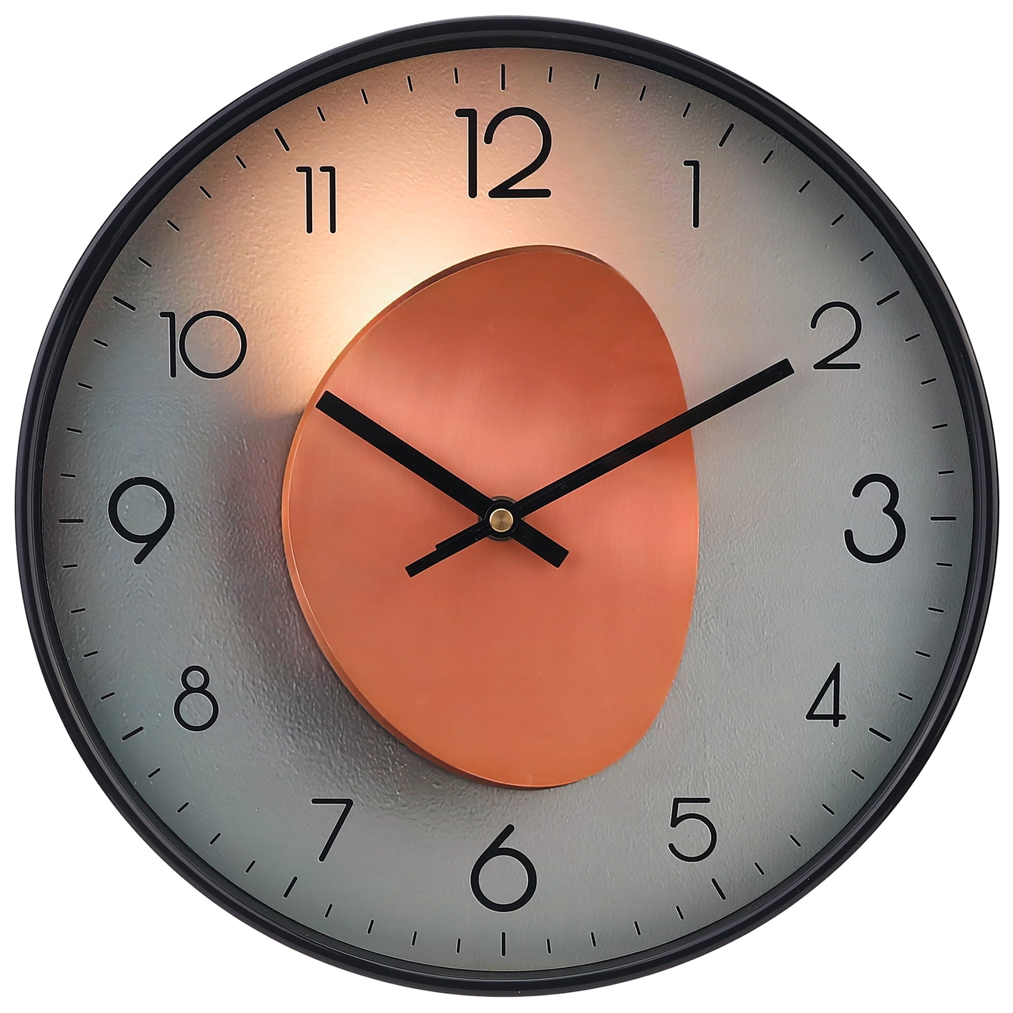 Unique Bargains Silent Non Ticking Battery Operated  Wall Clock Black Pattern 2