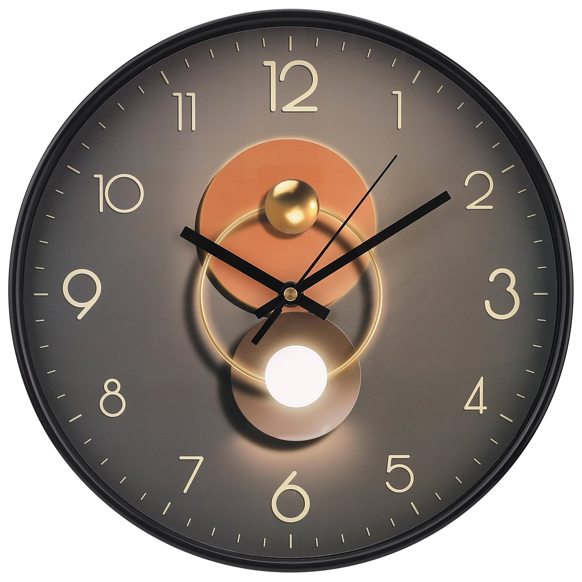 Unique Bargains Silent Non Ticking Battery Operated  Wall Clock Black Pattern 3