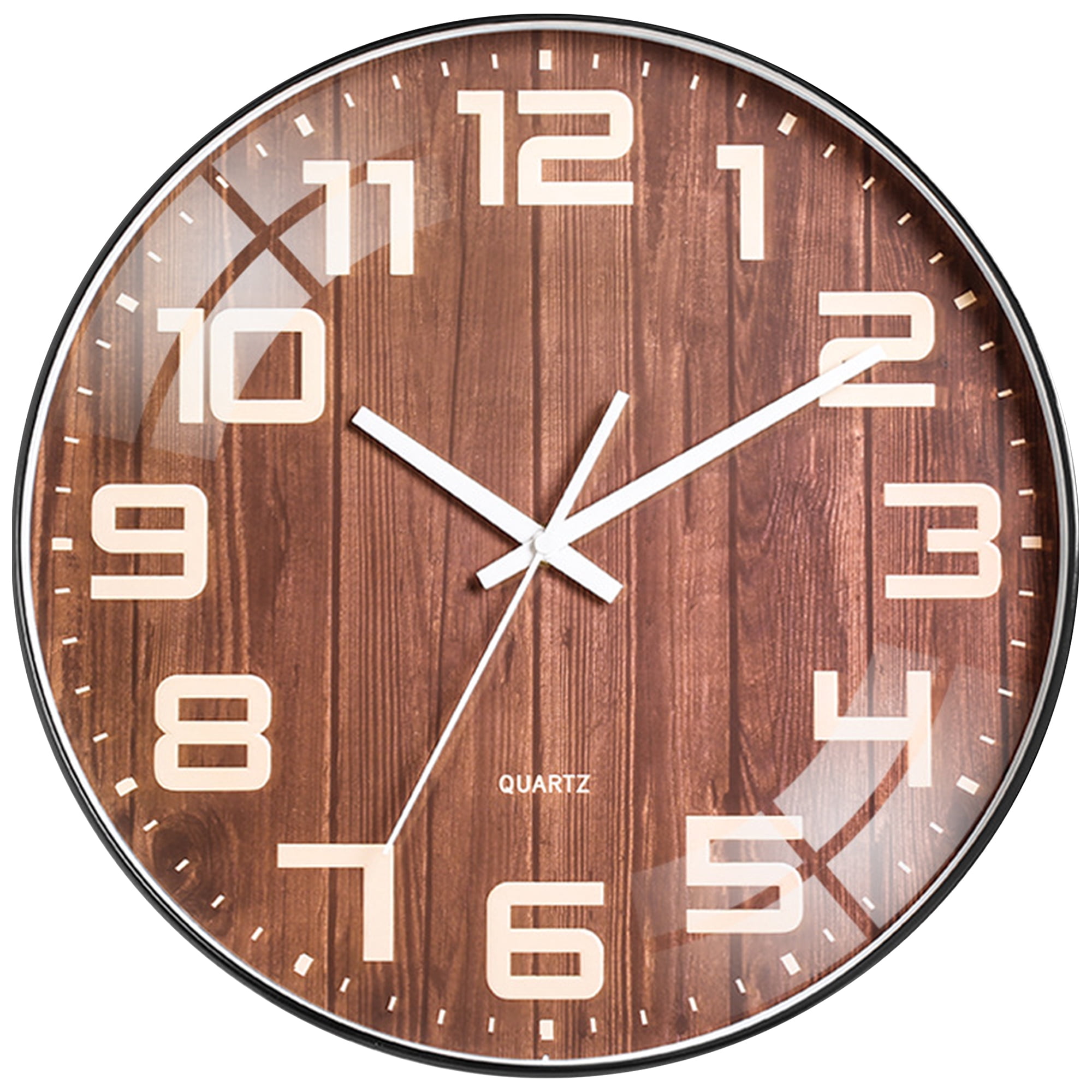 Unique Bargains Silent Non Ticking Battery Operated Wall Clock Black Texture 8 Inch