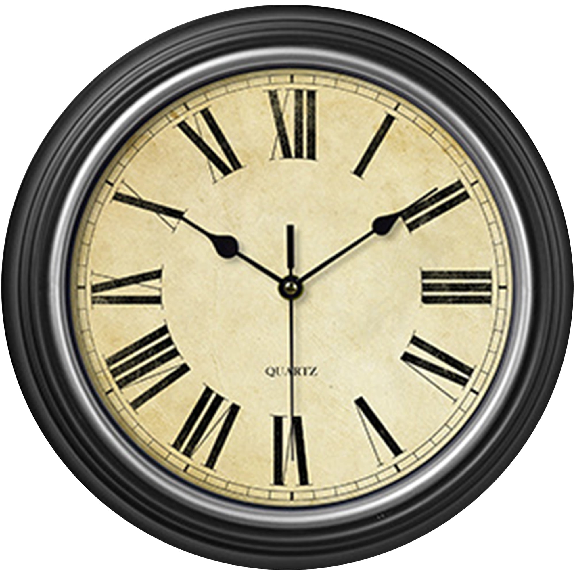Unique Bargains Silent Non Ticking Battery Operated Wall Clock Black and White