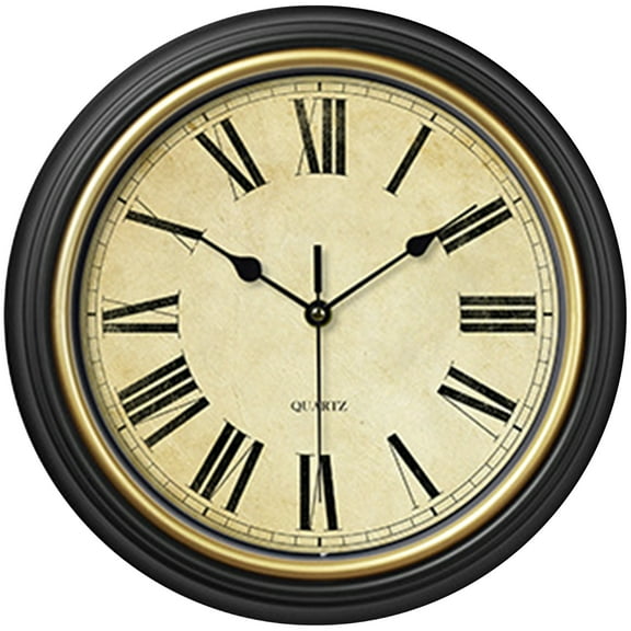 Unique Bargains Silent Non Ticking Battery Operated Wall Clock Black and Yellow