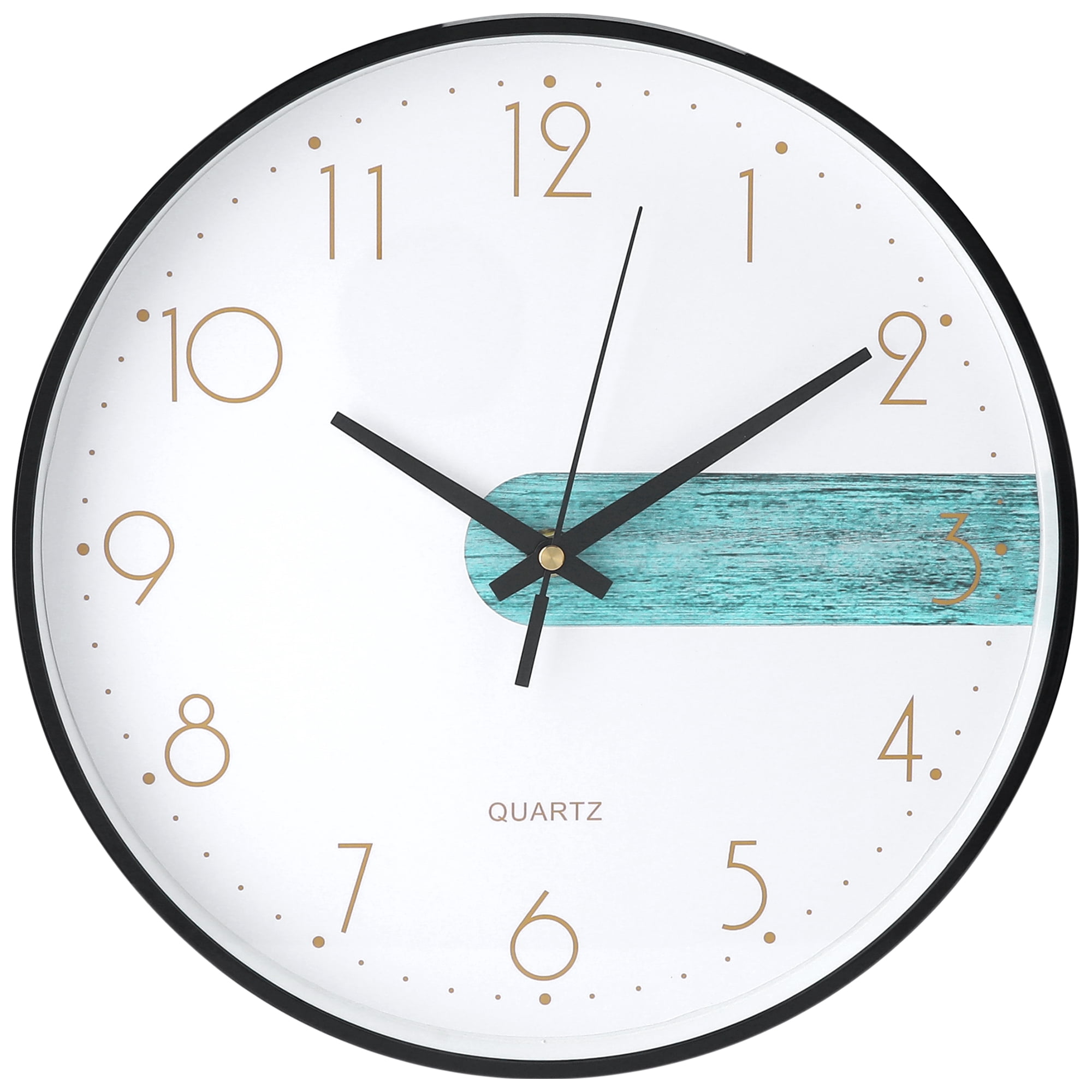 Unique Bargains Silent Non Ticking Battery Operated Wall Clock Blue and White 12 Inch