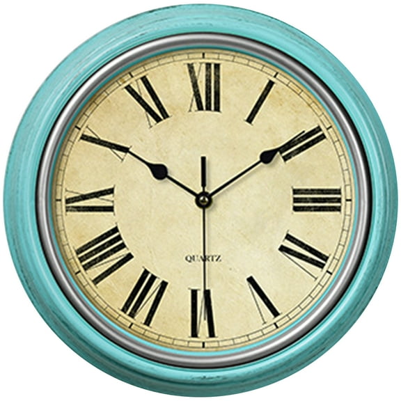 Unique Bargains Silent Non Ticking Battery Operated Wall Clock Blue