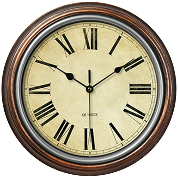 Unique Bargains Silent Non Ticking Battery Operated Wall Clock Brown