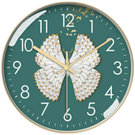 Unique Bargains Silent Non Ticking Battery Operated Wall Clock Gold Butterfly 12 Inch