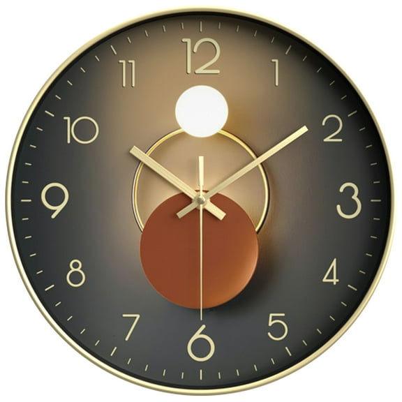 Unique Bargains Silent Non Ticking Battery Operated  Wall Clock Gold Pattern 1