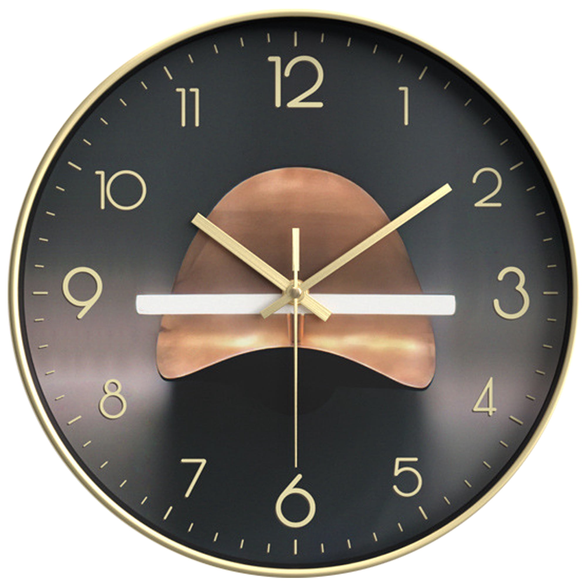 Unique Bargains Silent Non Ticking Battery Operated  Wall Clock Gold Pattern 2