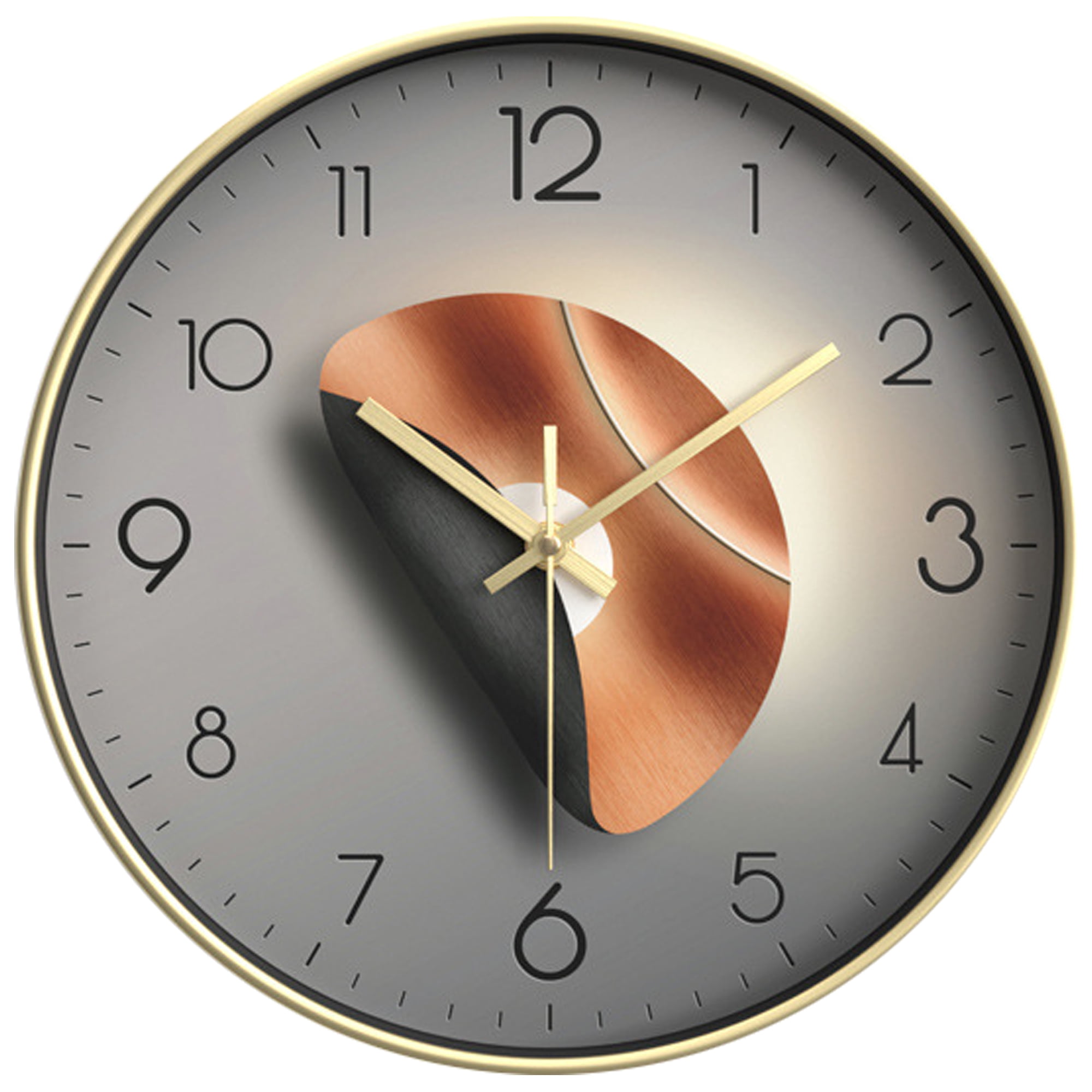 Unique Bargains Silent Non Ticking Battery Operated  Wall Clock Gold Pattern 6