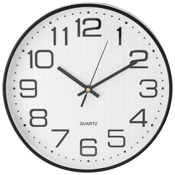 Unique Bargains Silent Non-Ticking Battery Operated Wall Clock White and Black