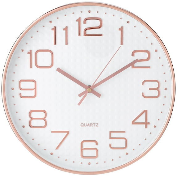 Unique Bargains Silent Non-Ticking Battery Operated Wall Clock White and Pink
