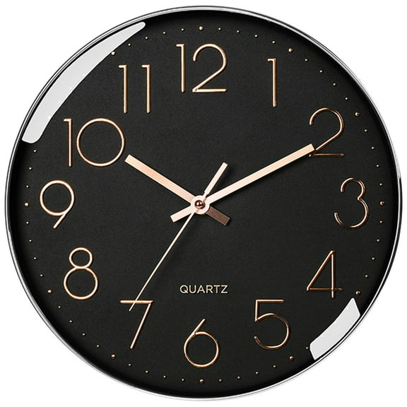 Unique Bargains Silent Non-Ticking Modern Battery Operated Wall Clock Black Pink Letter