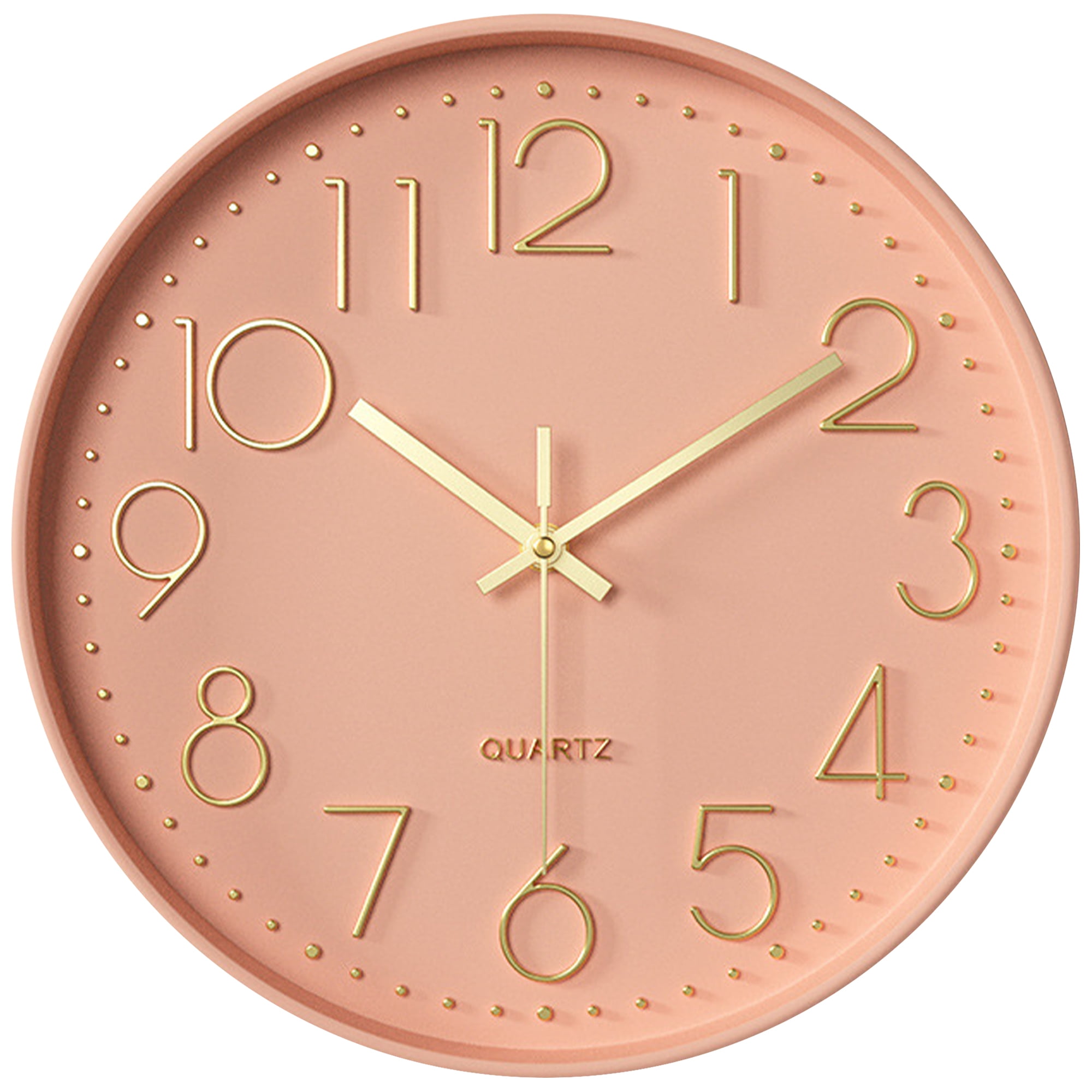 Unique Bargains Silent Non-Ticking Modern Battery Operated Wall Clock Pink