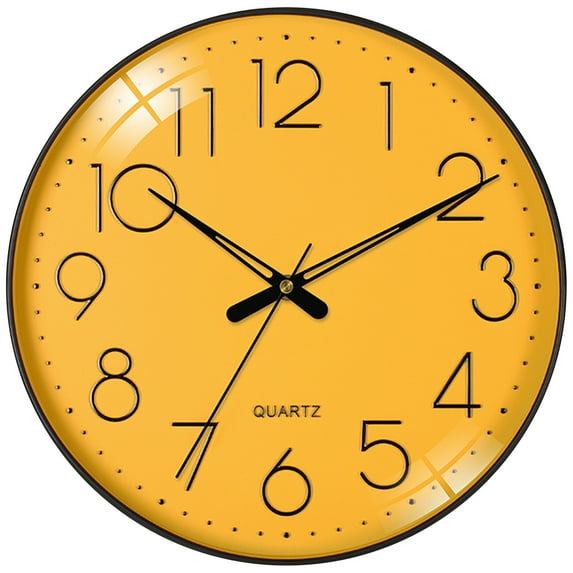 Unique Bargains Silent Non-Ticking Modern Battery Operated Wall Clock Yellow