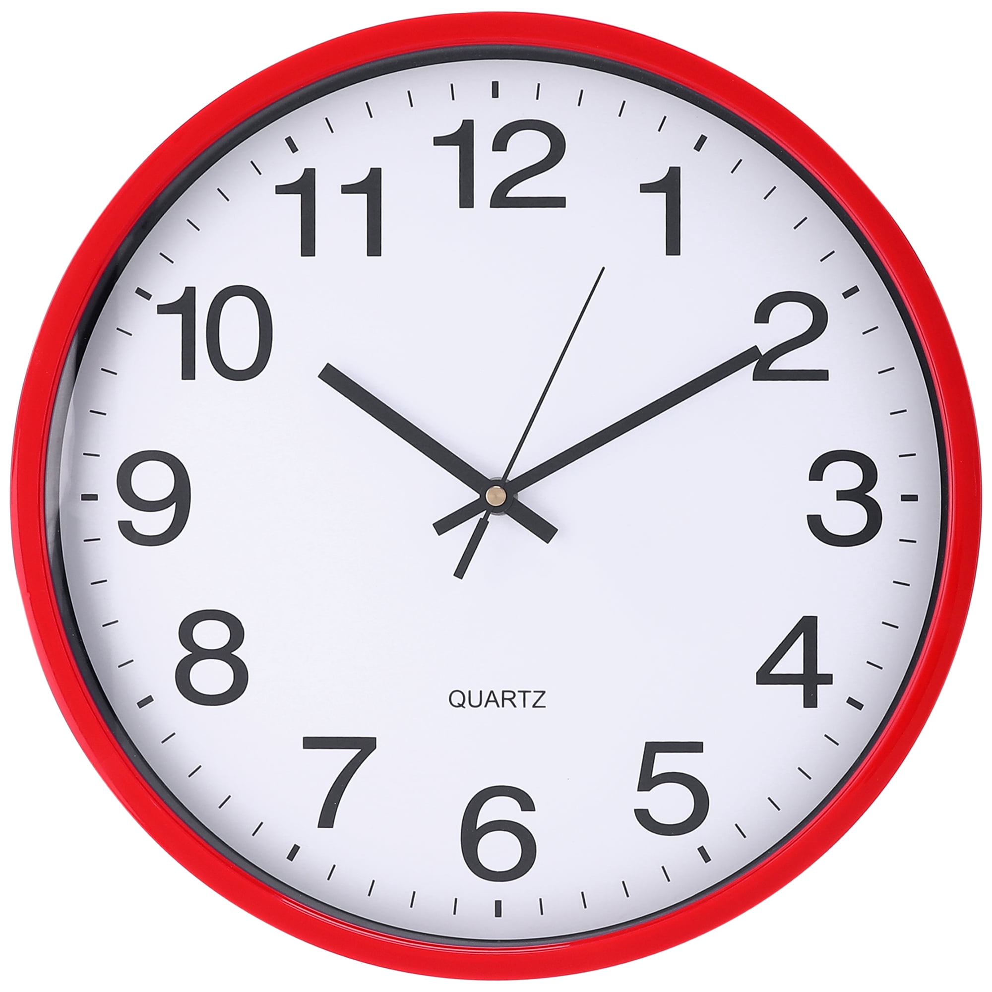 Unique Bargains Silent Non-Ticking Wall Clock with Big Numbers Red
