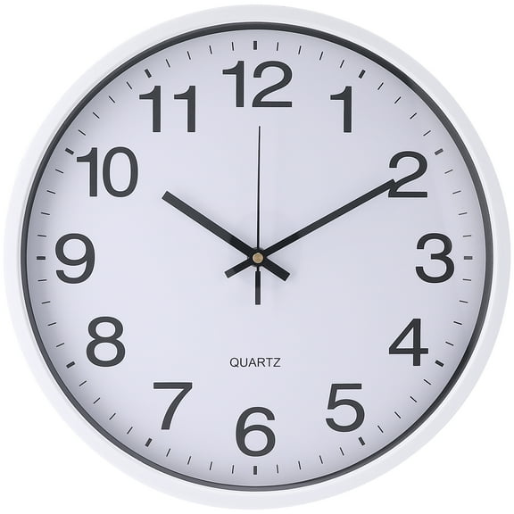 Unique Bargains Silent Non-Ticking Wall Clock with Big Numbers White