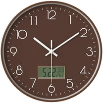 Unique Bargains Silent Non Ticking Wall Clock with Date and Temperature Brown