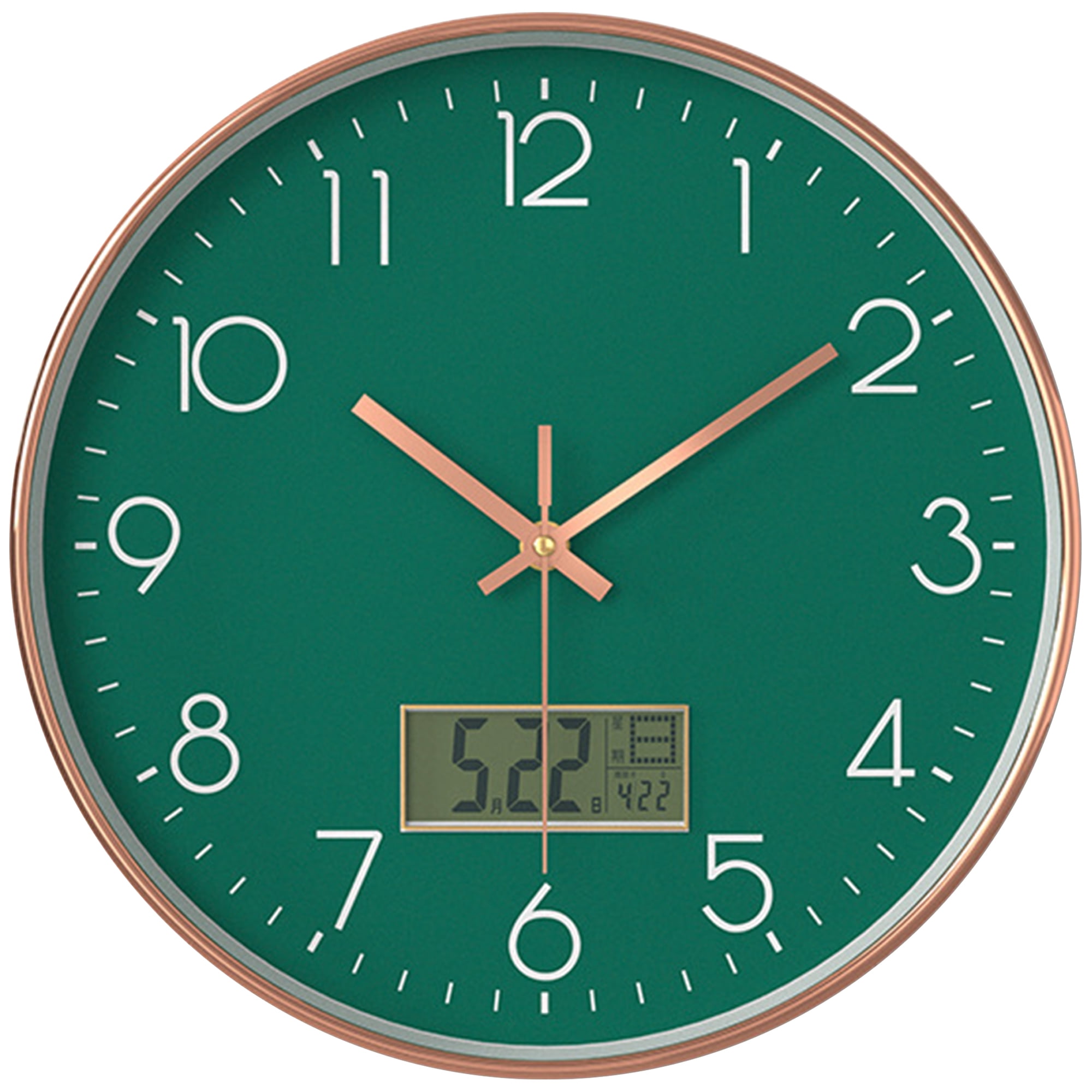 Unique Bargains Silent Non Ticking Wall Clock with Date and Temperature Green