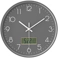 thumbnail image 1 of Unique Bargains Silent Non Ticking Wall Clock with Date and Temperature Grey, 1 of 6