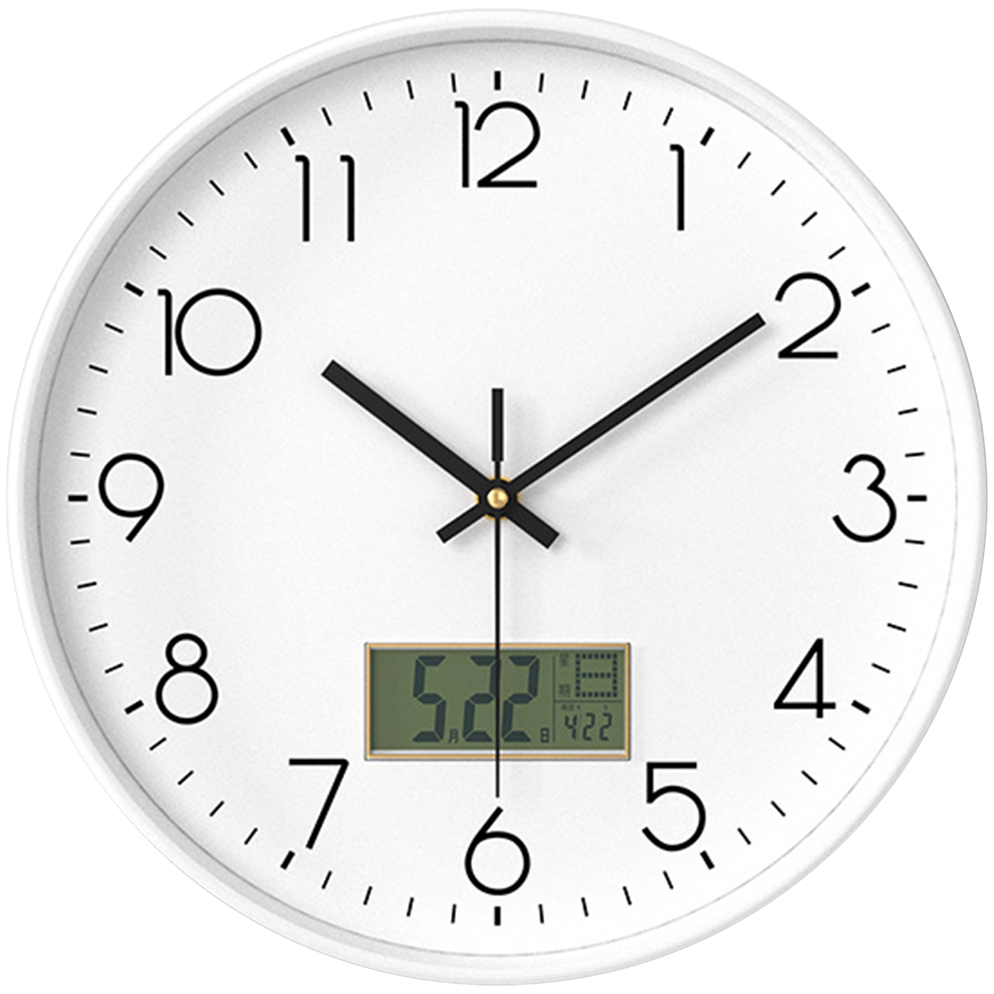 Unique Bargains Silent Non Ticking Wall Clock with Date and Temperature White