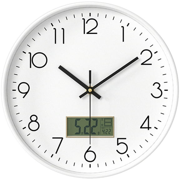Unique Bargains Silent Non Ticking Wall Clock with Date and Temperature White