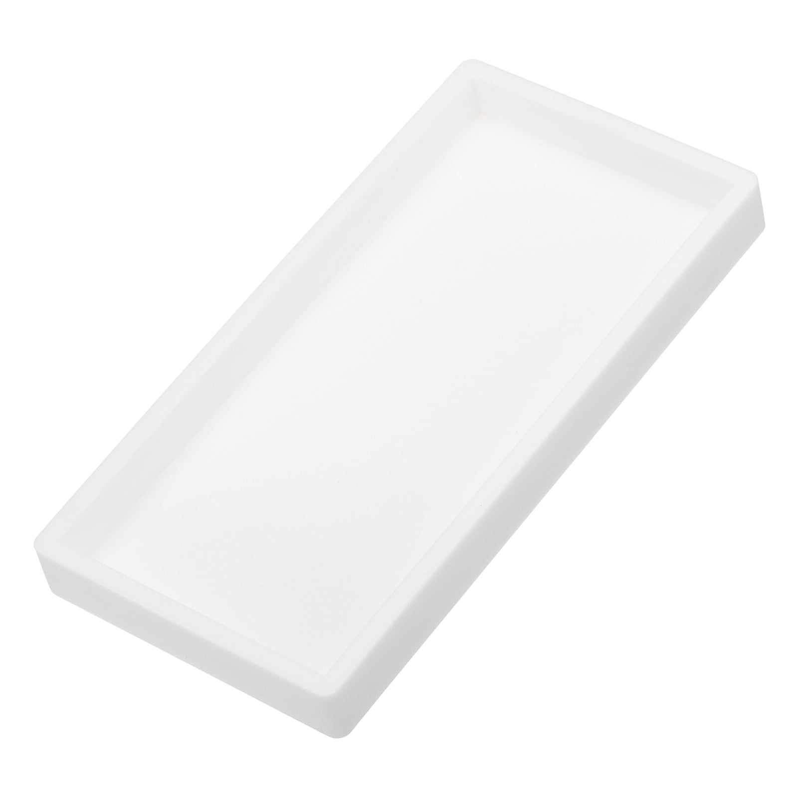 Unique Bargains Silicone Bathroom Tray Soap Dispenser Tray Holder White 8" x 4"