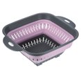 thumbnail image 1 of Unique Bargains Silicone Collapsible Colander, Square Collapsible Strainer with Handles Food Strainers for Pasta Fruit-Pink, 1 of 5