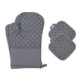 thumbnail image 1 of Unique Bargains Silicone Cotton Heat-Resistant 2 Pcs Kitchen Mitts Gray 11.8x6.7inch, 1 of 7
