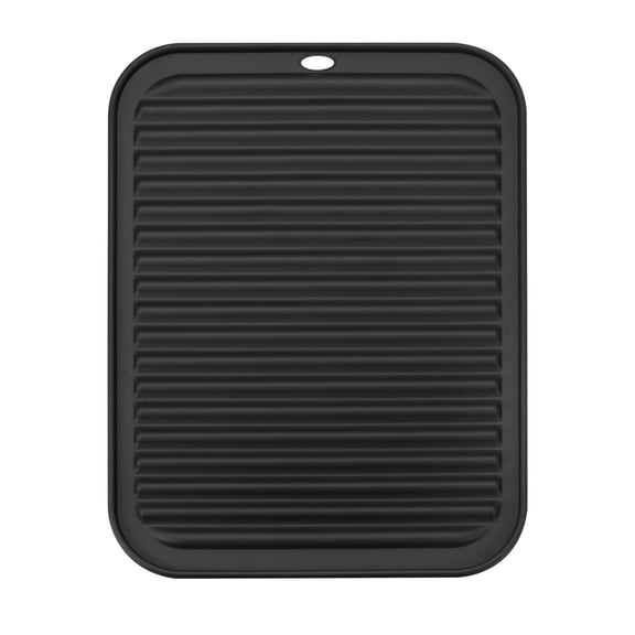 Unique Bargains Silicone Dish Drying Mat Reusable Sink Drain Pad Heat Resistant Black