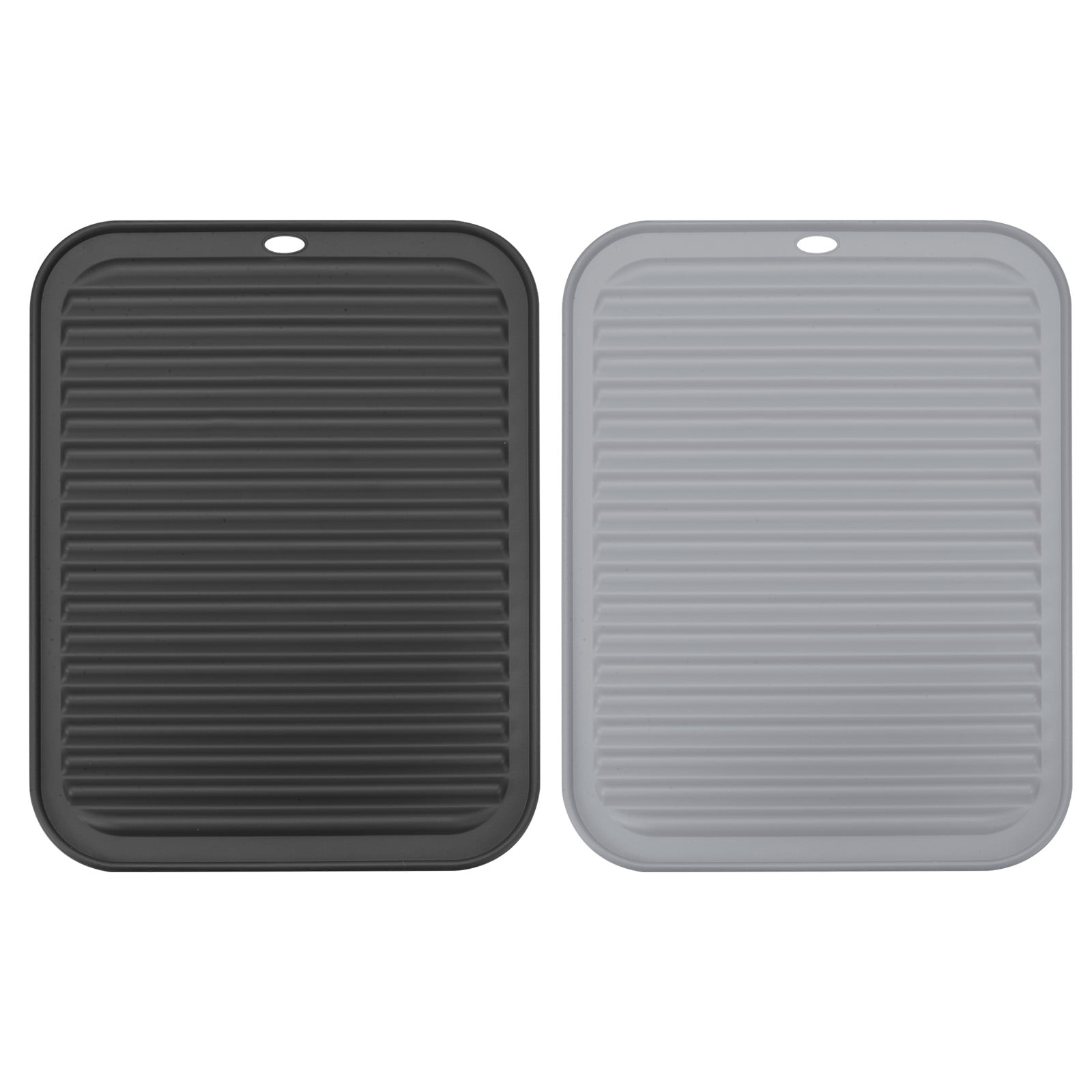 Unique Bargains Silicone Dish Drying Mat Set Reusable Sink Drain Pad Heat Resistant Black,Gray