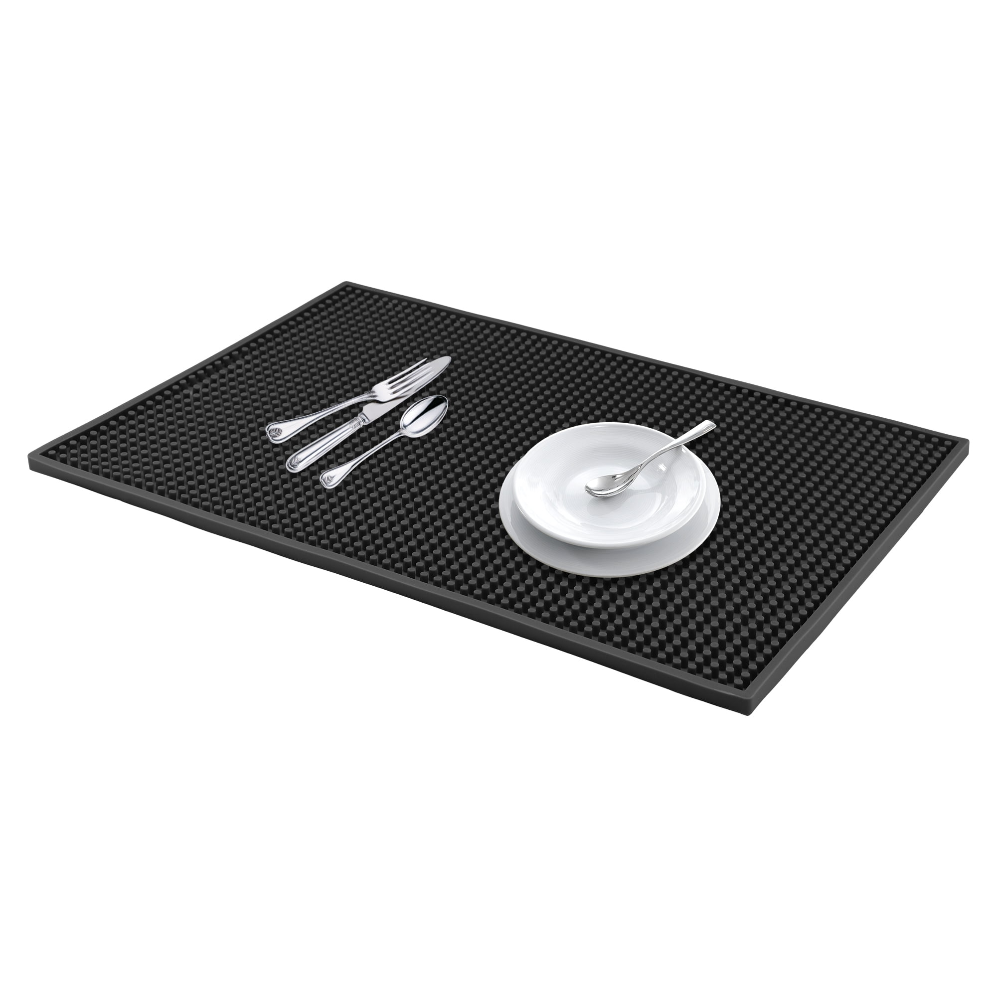 Unique Bargains Silicone Dish Drying Mat for Kitchen Counter Black 17.7*11.8*0.4 inch