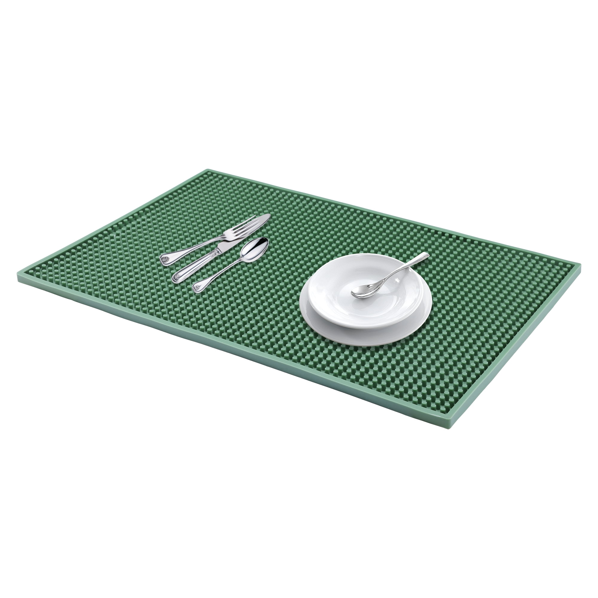 Unique Bargains Silicone Dish Drying Mat for Kitchen Counter Green 17.7*11.8*0.4 inch
