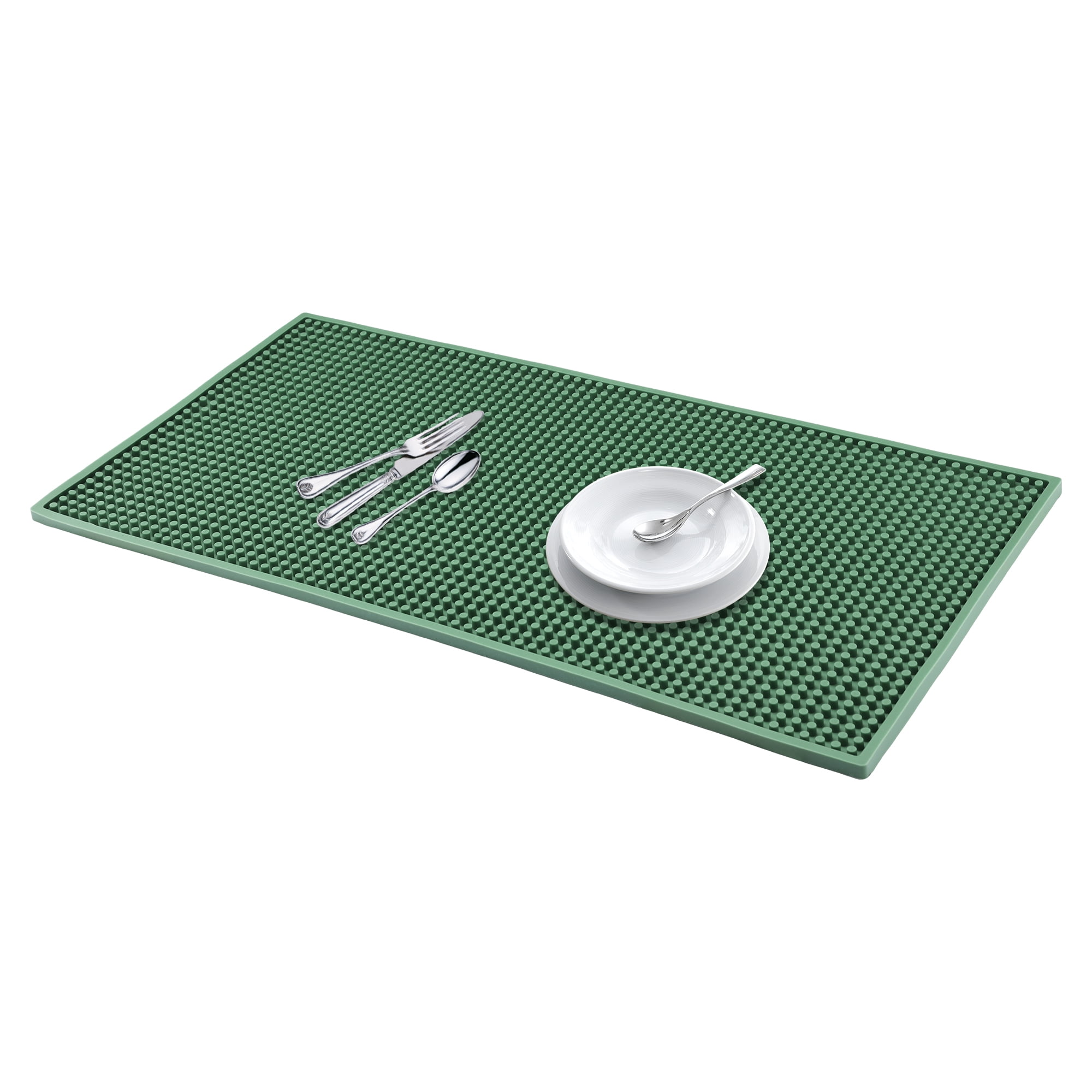 Unique Bargains Silicone Dish Drying Mat for Kitchen Counter Green 23.6*11.8*0.4 inch