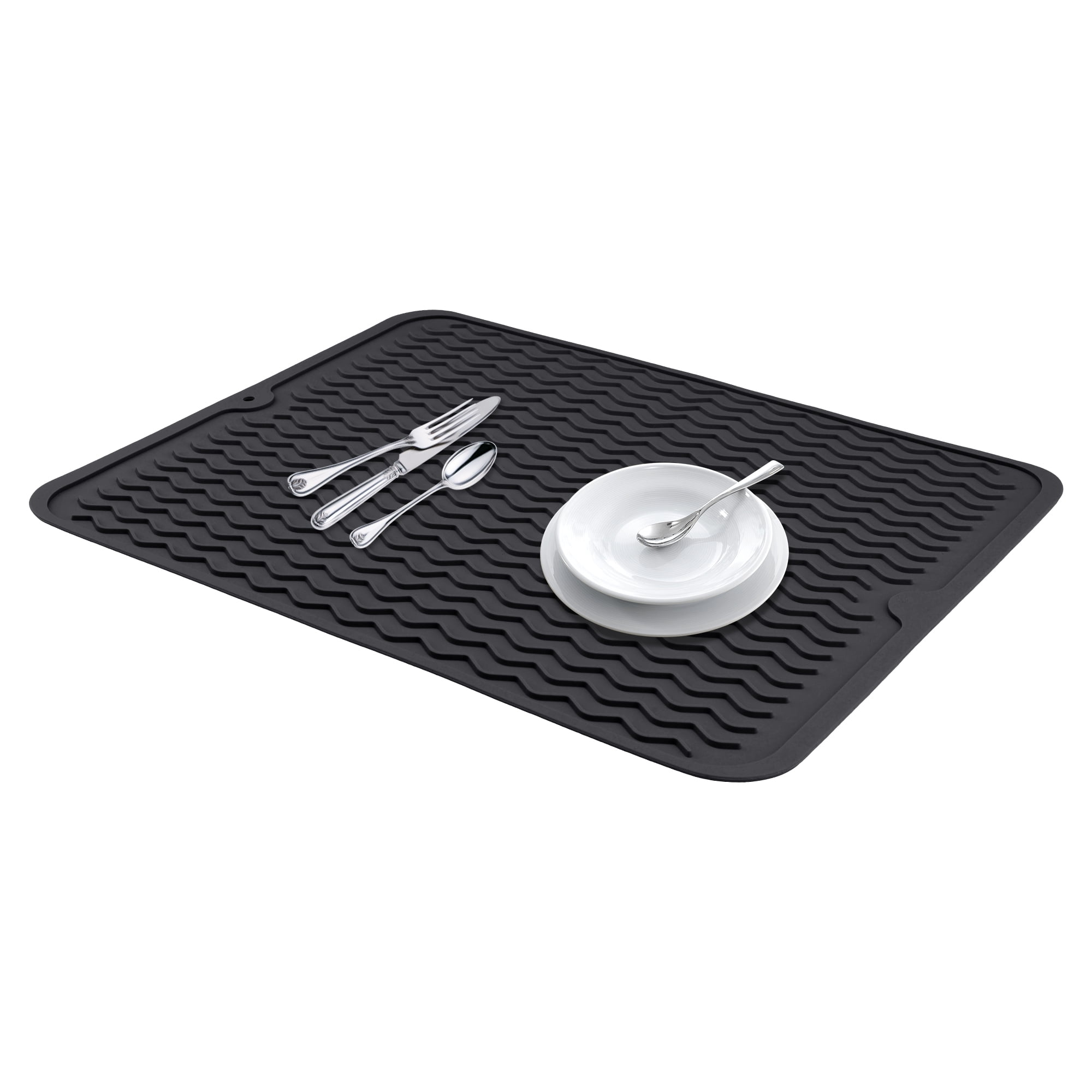 Unique Bargains Silicone Easy Clean Waterproof Dish Drying Mat Black 15.7*11.8 inch