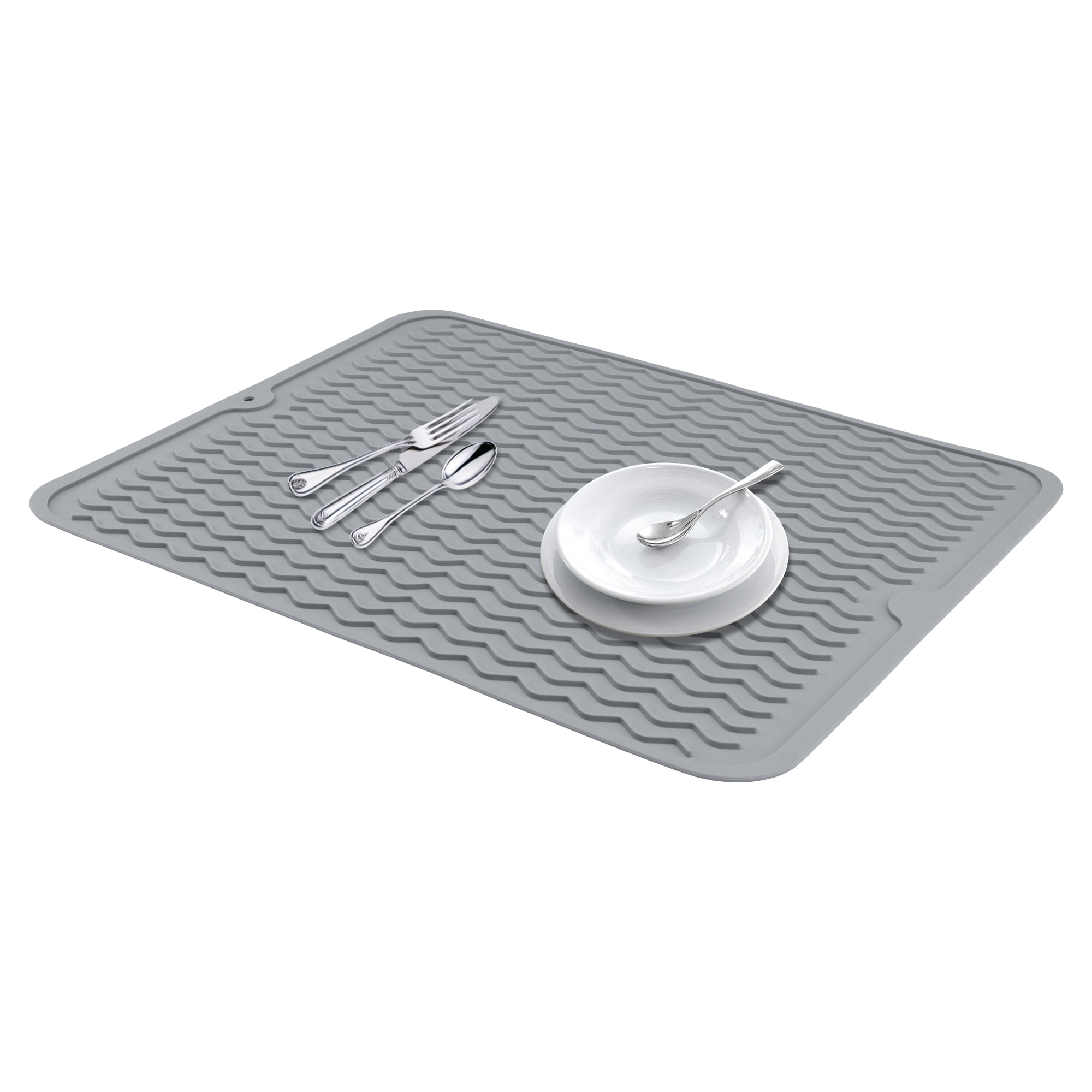 Unique Bargains Silicone Easy Clean Waterproof Dish Drying Mat Dark Gray 15.7*11.8 inch