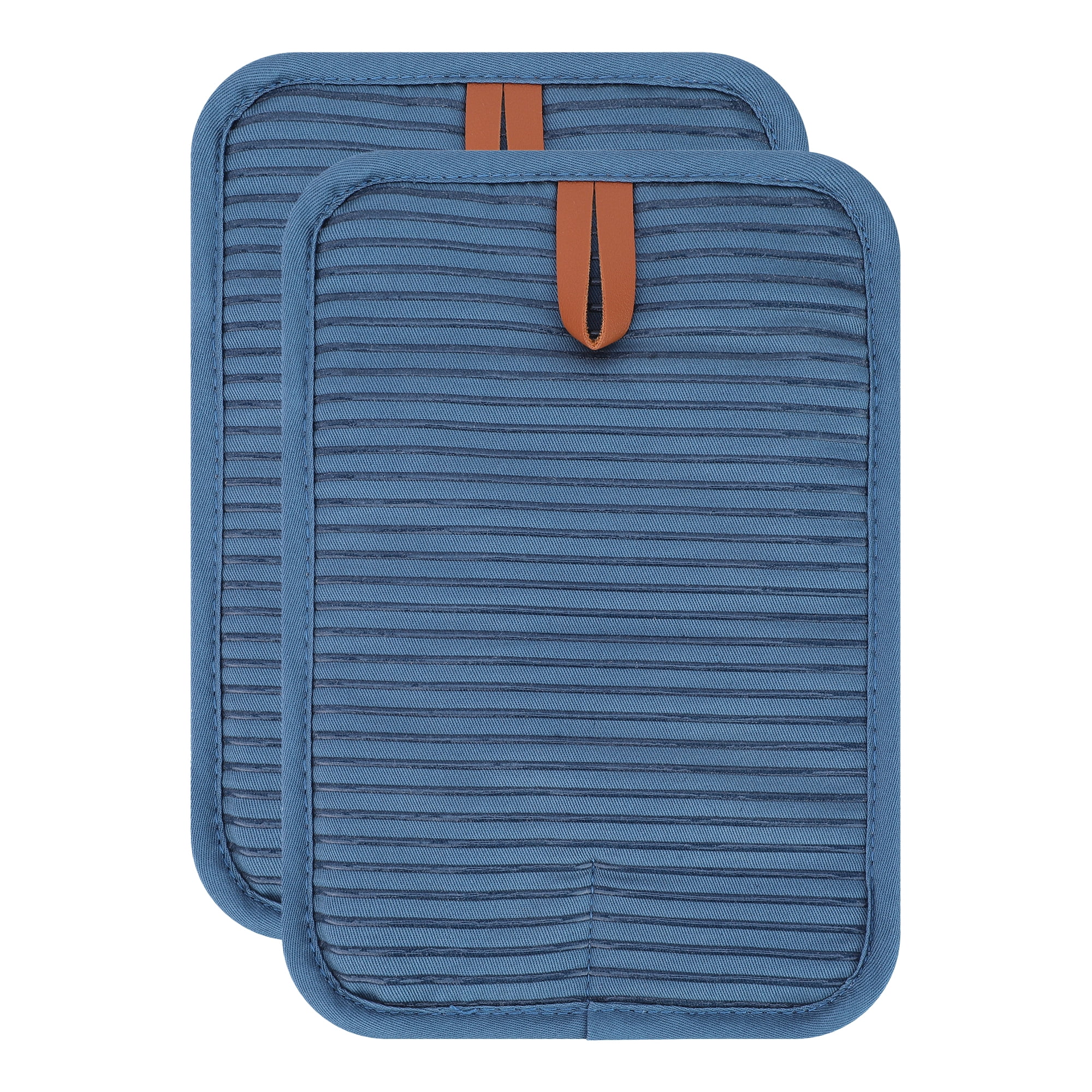 Unique Bargains Silicone Heat Resistant Trivets Non Slip Hot Pads Blue 2Pcs
