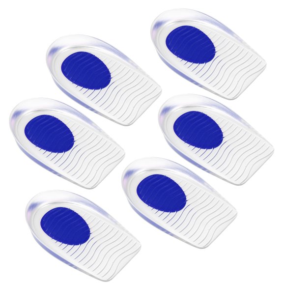 Unique Bargains Silicone Heel Support Cup Pads Silicone Cushion Orthotic Insole Ripple Pattern Blue Size 40-46 6Pcs