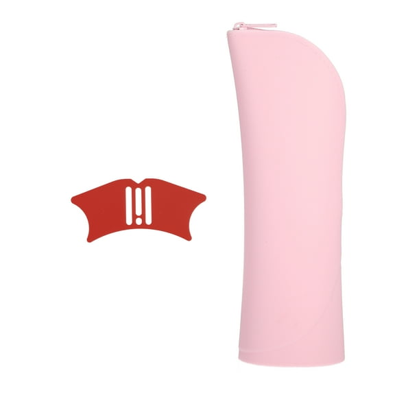 Unique Bargains Silicone Makeup Brush Bag Stand Up Travel Makeup Brush Holder Portable Makeup Brush Pouch Cosmetic Pink