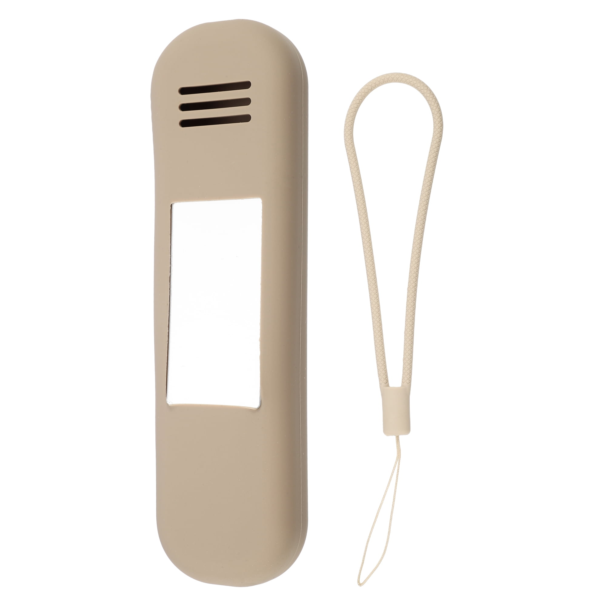 Unique Bargains Silicone Makeup Brush Holder Travel Essentials Makeup Brush Organizer with Mirror Makeup Brush Bag Khaki
