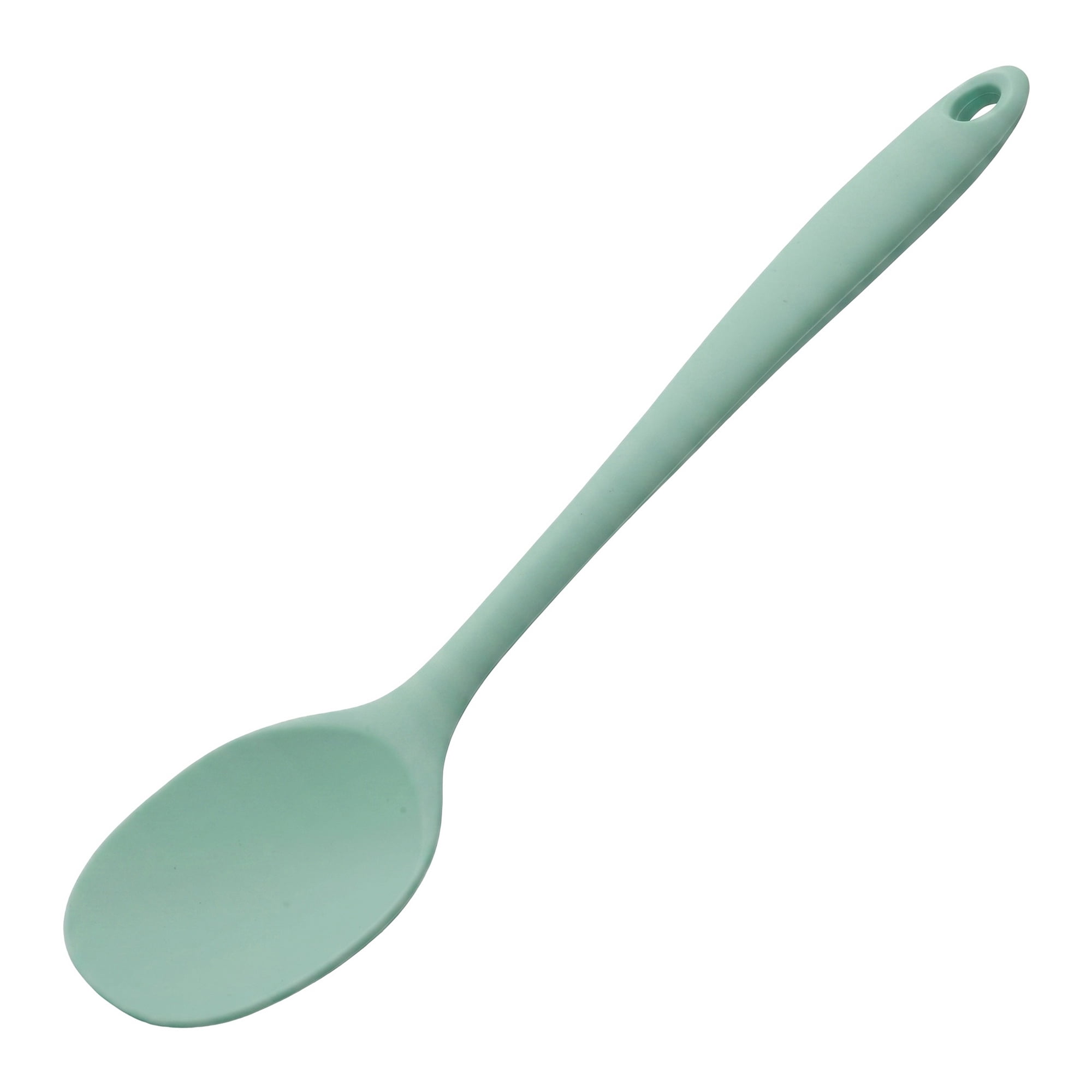 Unique Bargains Silicone Non Stick Heat Resistant Cooking Spoon Green 11x2.3in