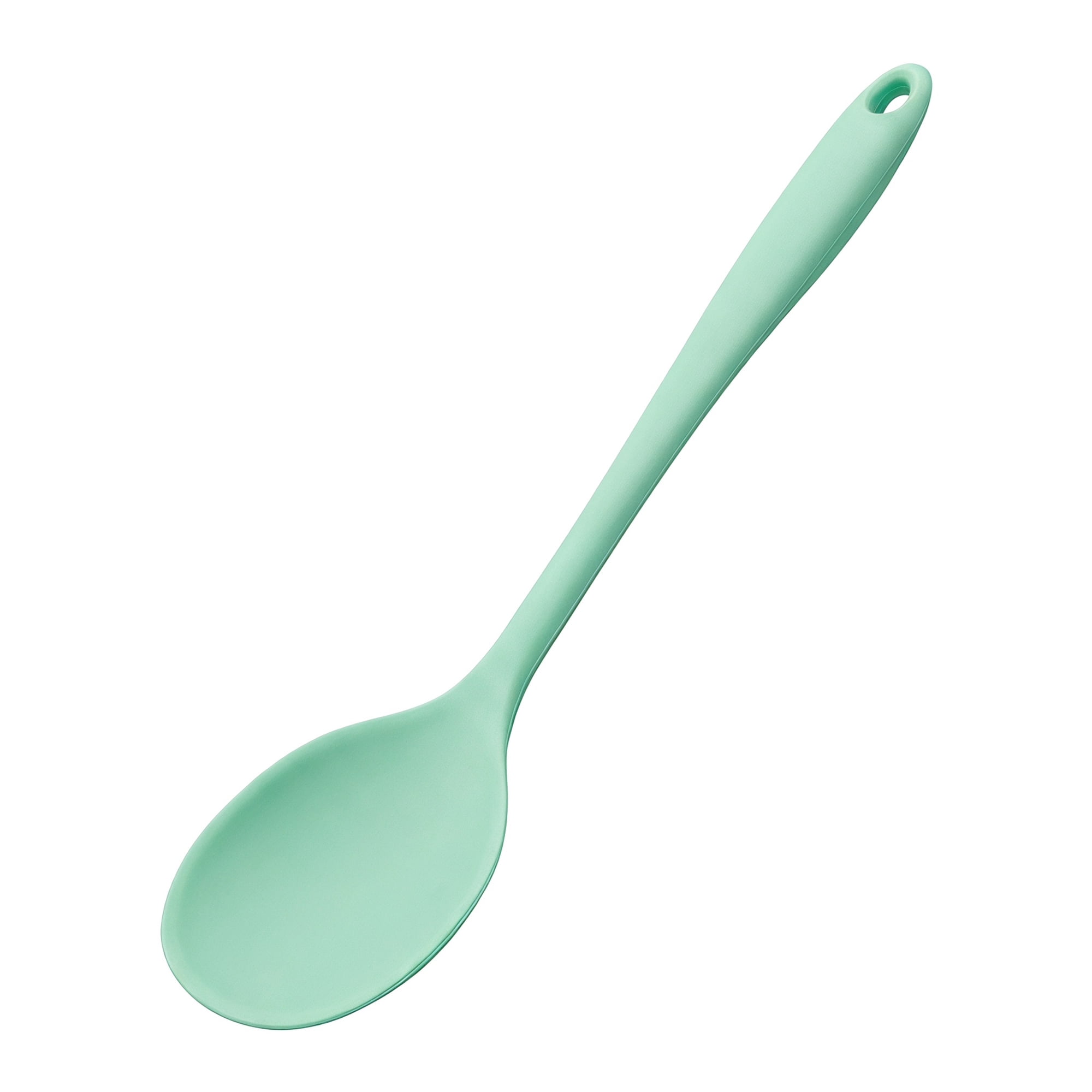 Unique Bargains Silicone Non Stick Heat Resistant Cooking Spoon Green 12.5x3.1in
