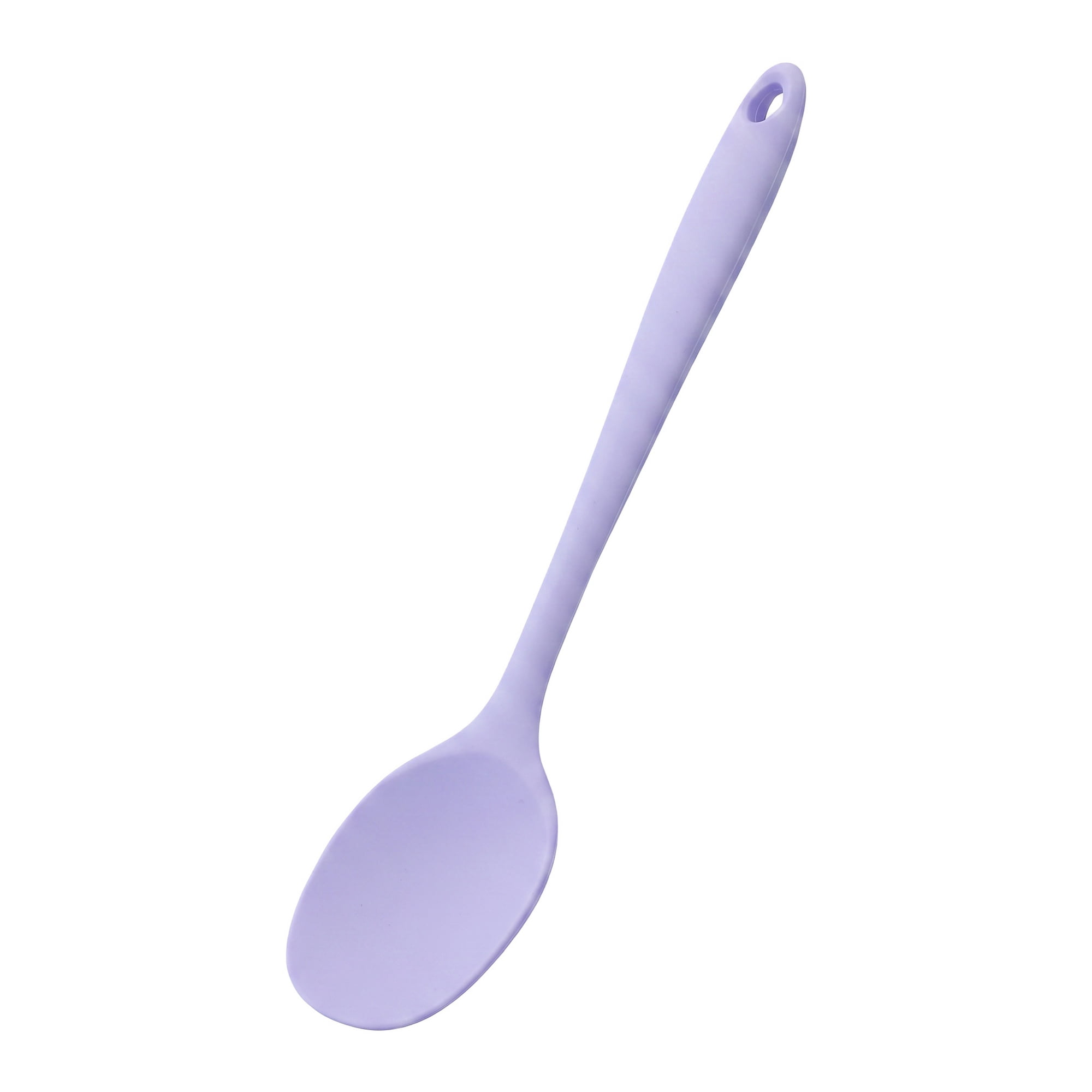 Unique Bargains Silicone Non Stick Heat Resistant Cooking Spoon Purple 11x2.3in