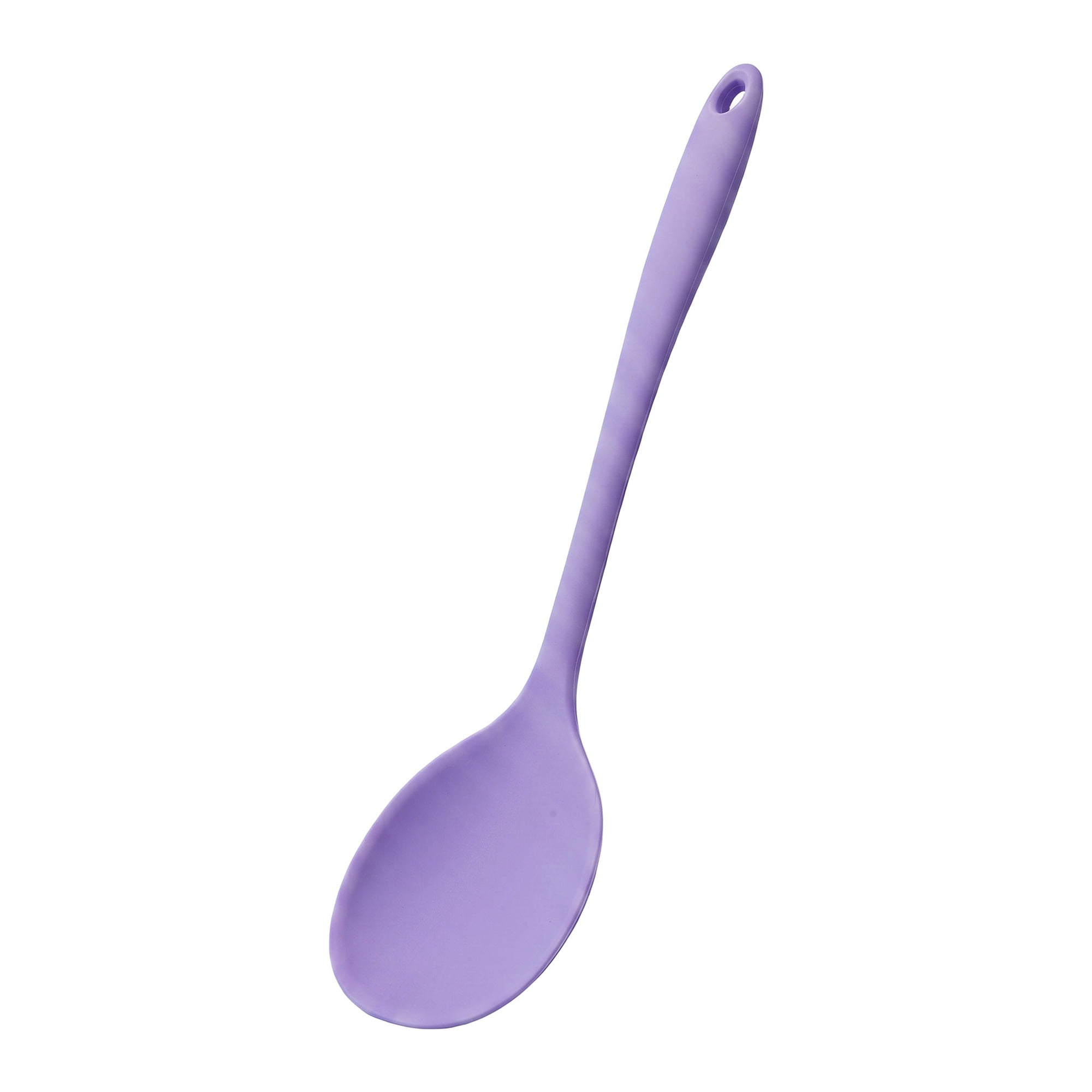 Unique Bargains Silicone Non Stick Heat Resistant Cooking Spoon Purple 12.5x3.1in