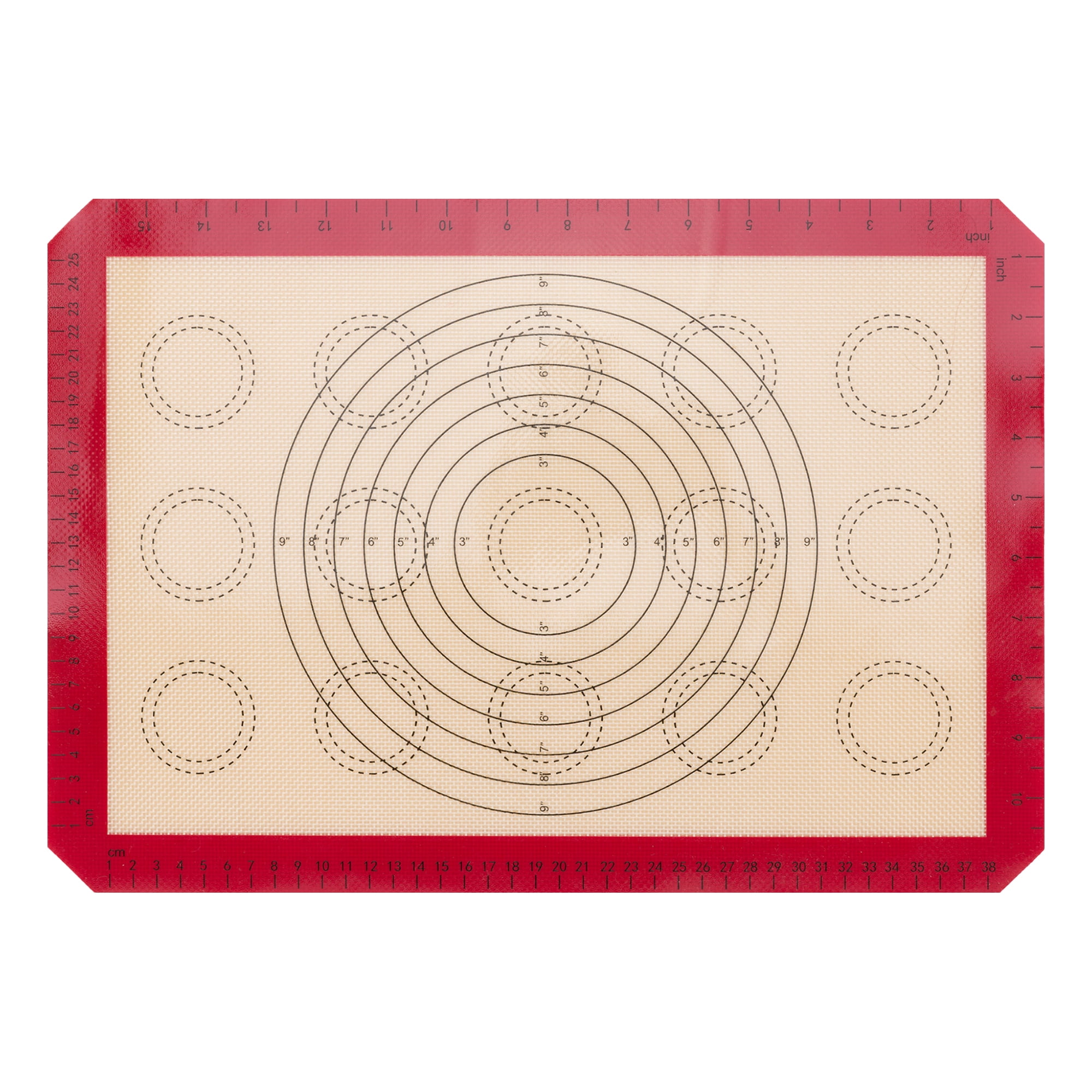 Unique Bargains Silicone Non Stick Macarons Baking Mat with Circles Red 16.5"x11.6"