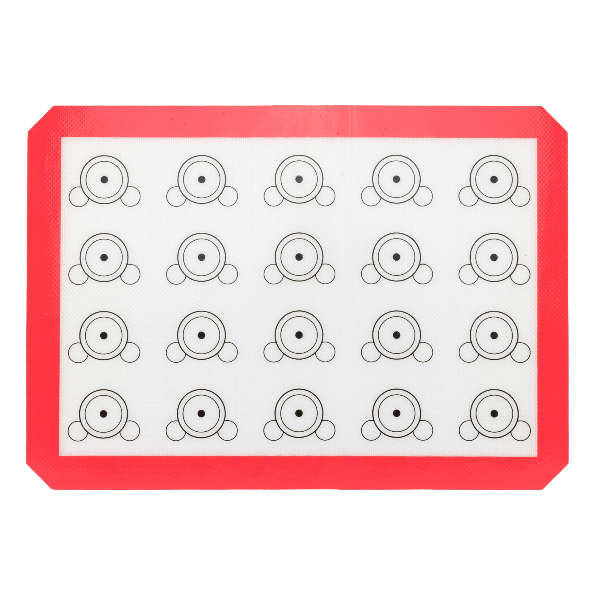 Unique Bargains Silicone Non Stick Macarons Baking Mat with Circles Red-White 16.5"x11.6"