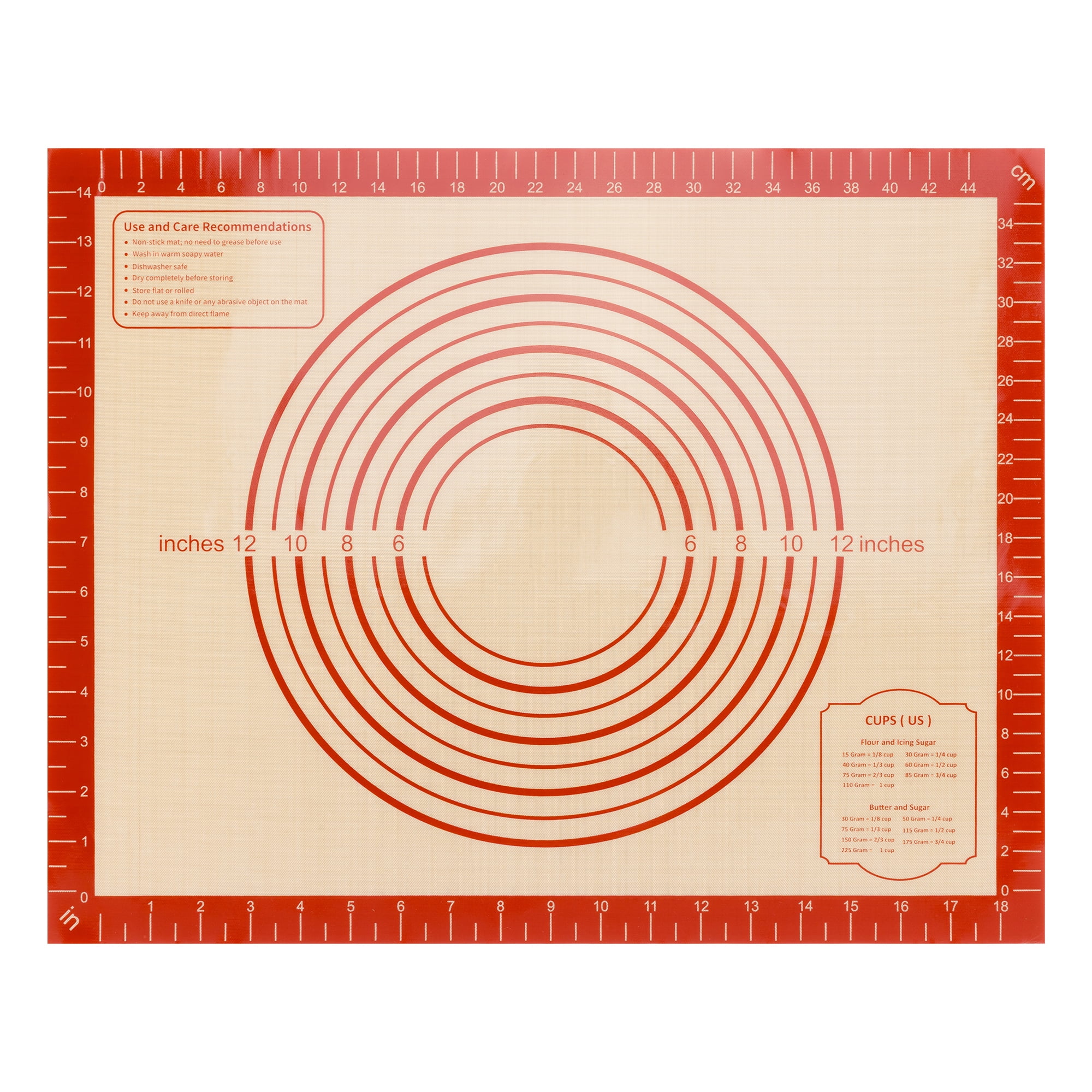 Unique Bargains Silicone Pastry Non Stick Baking Mat with Measurements Red 16"x20"