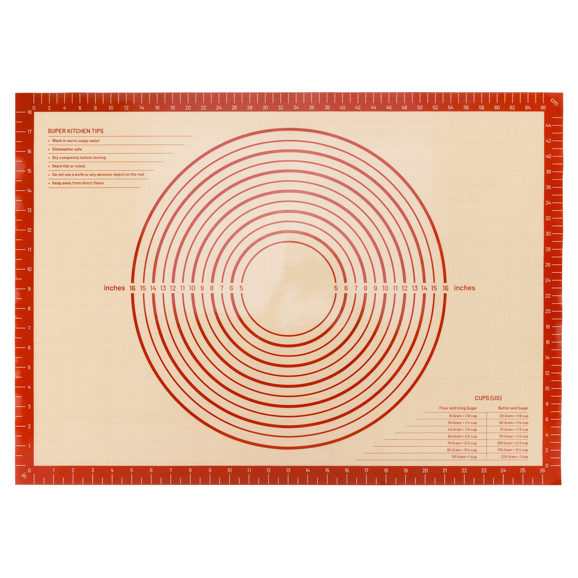 Unique Bargains Silicone Pastry Non Stick Baking Mat with Measurements Red 20"x28"