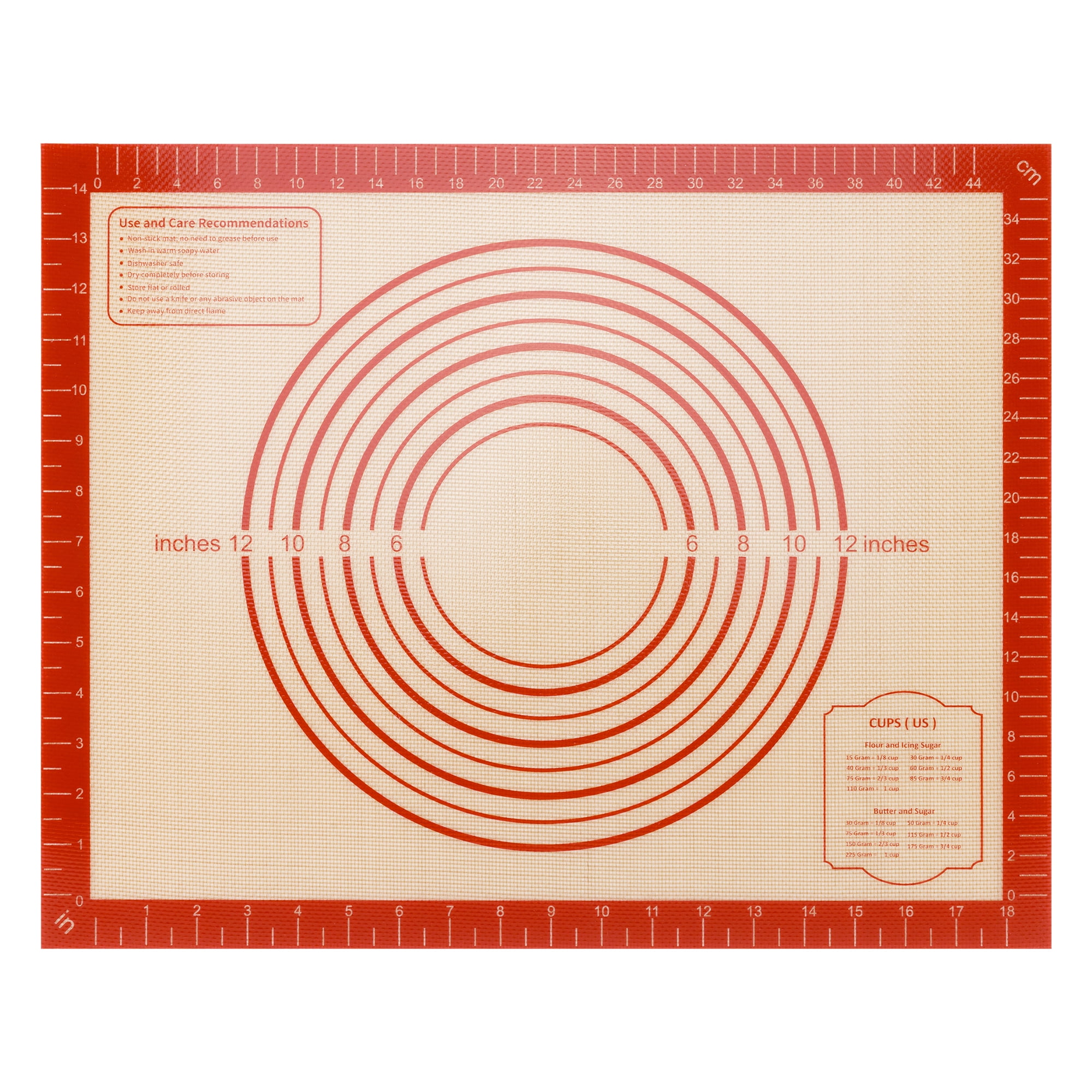 Unique Bargains Silicone Pastry Non Stick Baking Mat with Measurements Red A 16"x20"