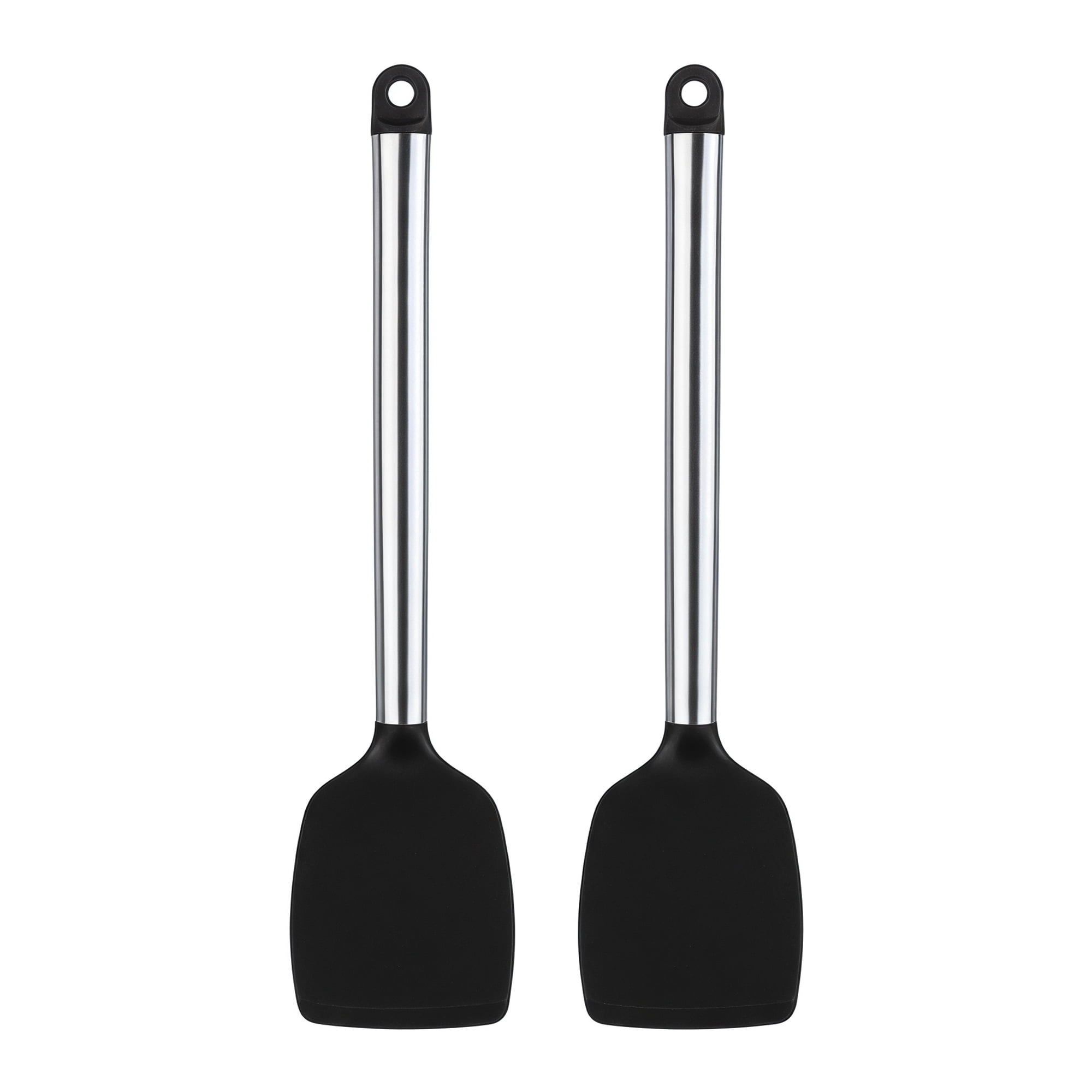 Unique Bargains Silicone Spatula Set, Kitchen Utensils with Rubber Tips Black 13.4x3 in