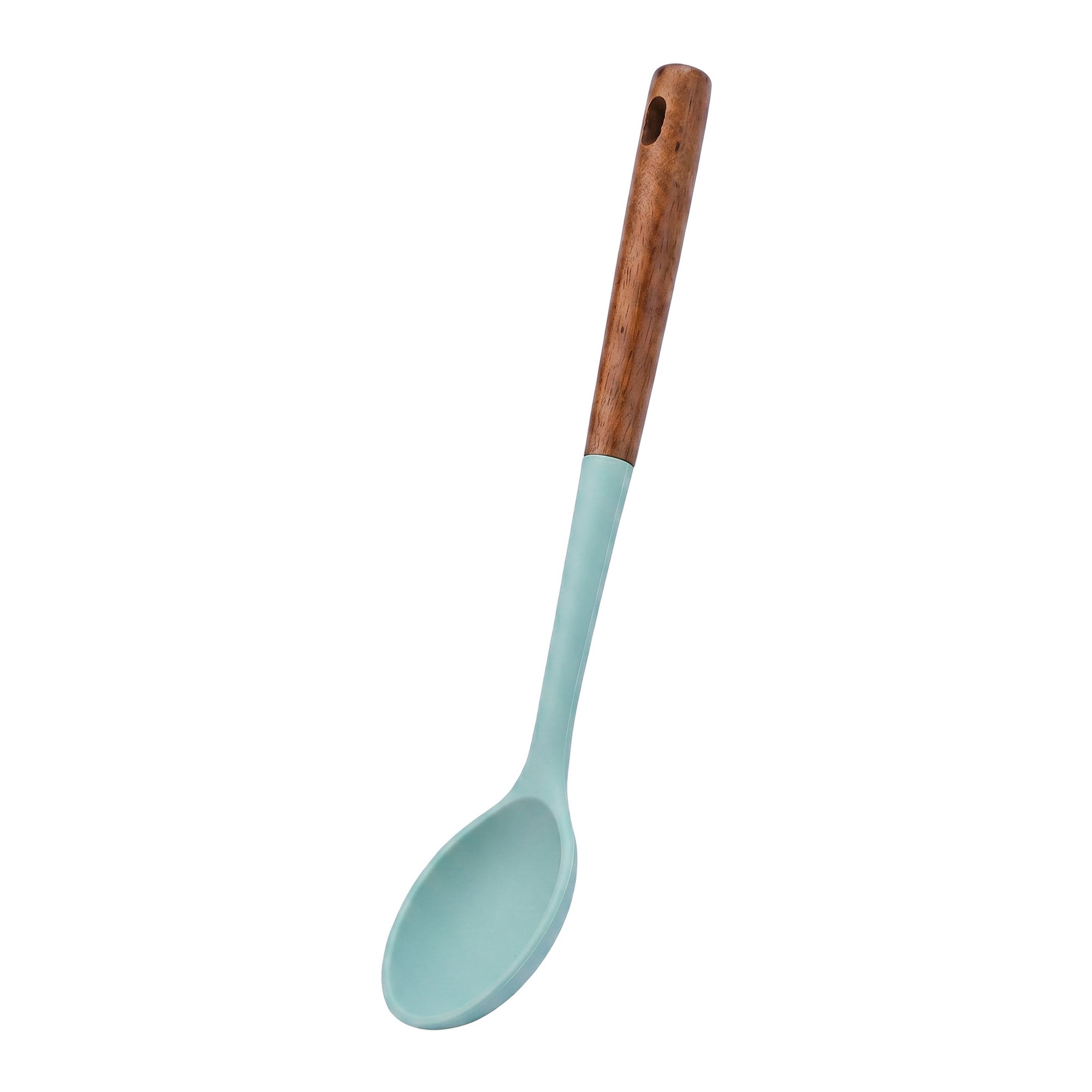 Unique Bargains Silicone Spoon Non Stick Pans Heat Resistant Handle Green 13.8" x 2.7"